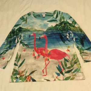 Adorable Flamingo Top  Weekends by Chico’s size 1
